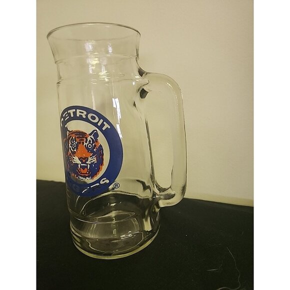 Vintage Detroit Tigers MLB Baseball Glass Beer Stein Mug Cup 7" Tall - Picture 2 of 4